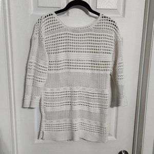 Open knit 3/4 sleeve sweater